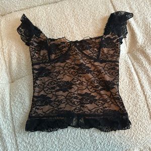 Black Lace Off The Shoulder Top